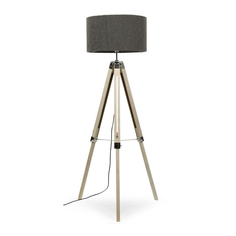 Shad 160cm Chrome Tripod Floor Lamp Set, No, Charcoal