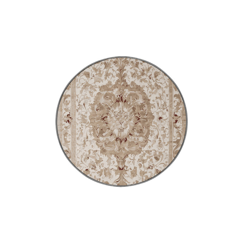 Tapis gris soyeux et moelleux, Rond 7 pi