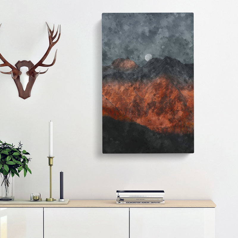 Moon Over The Red Mountains In Italy - Wrapped Canvas, 76cm H x 50cm W x 3cm D