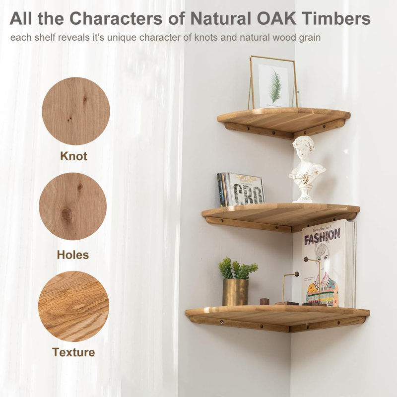 Ruzmira Wood Floating Shelf, 3.80cm H x 30.00cm W x 30.00cm D, Beige