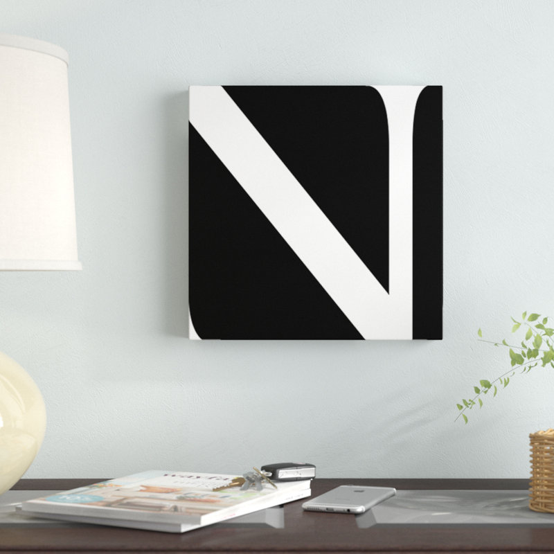 « the type », art textuel sur toile en noir et blanc, H 12 po x l 12 po x P 0,75 po, Z