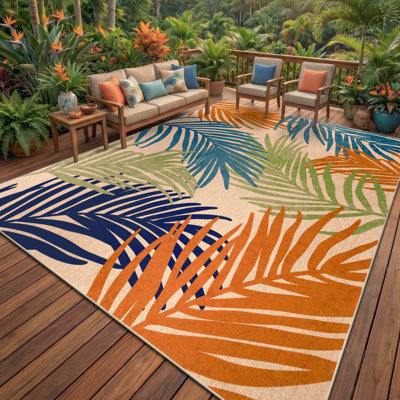 8' x 10' Non Slip Floral Indoor/Outdoor Area Rug