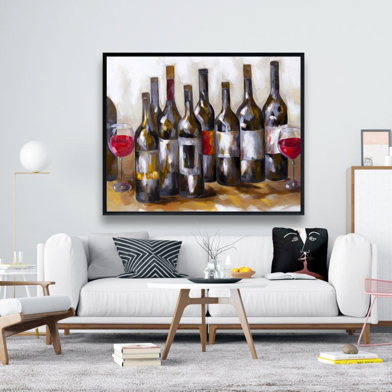 Red Wine Bottles Print On Canvas