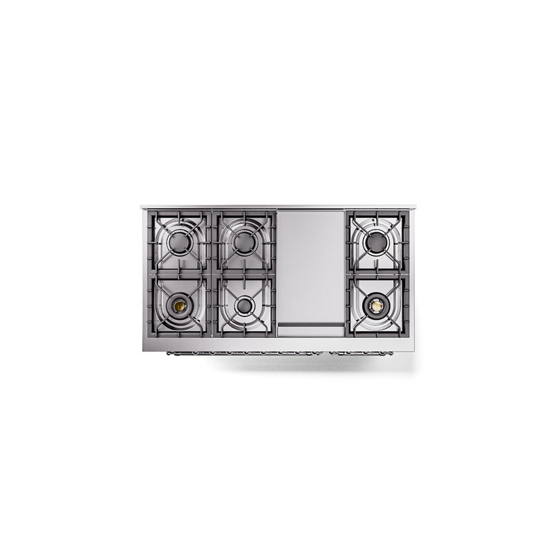 ILVE Nostalgie II 48 in Dual Fuel Range, 8 Burner, Griddle, Liquid Propane, Graphite Matte/Chrome
