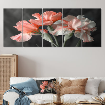 «Pink Black Garden Glamour Irises», ensemble d'art mural sur toile Iris