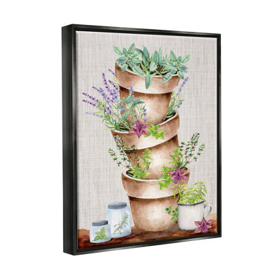 Stacked Potted Herbs Garden - Graphic Art