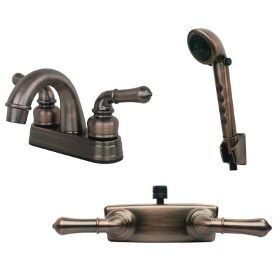RV/Motorhome Non-Metallic Lavatory Faucet with Matching Shower Diverter and Hand Shower Set