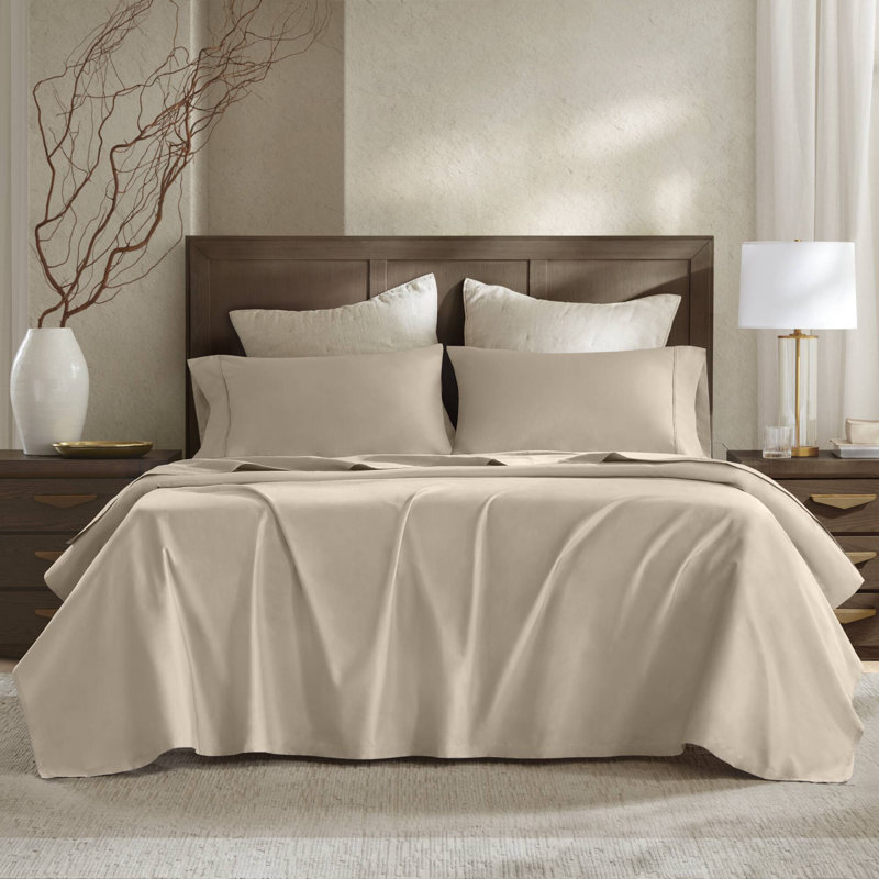 100% Egyptian Cotton Linen Sateen 4-Piece King Sheet Set, Linen, King
