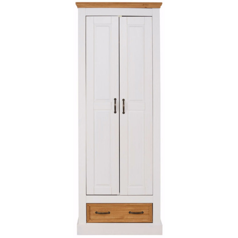 Suzie 2 Door Wood Wardrobe, White/Stain