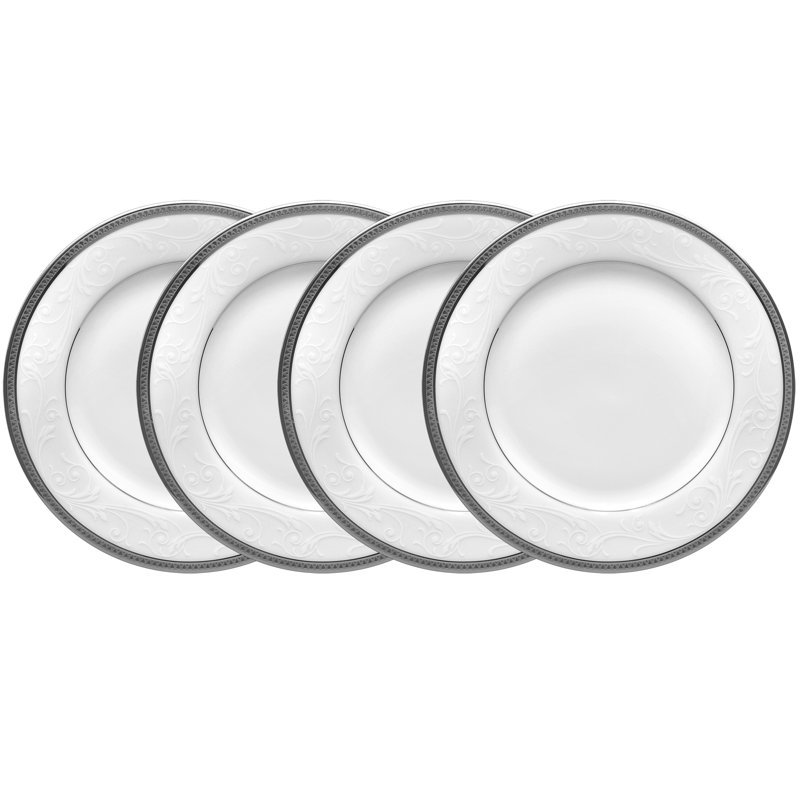 Noritake Regina Platinum Set of 4 Bread & Butter/Appetizer Plates, 6-1/4"