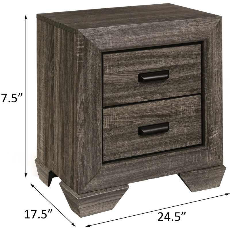 Table de chevet 2 chambres à grain vieilli gris vieilli - style rustique avec option de rangement pratique