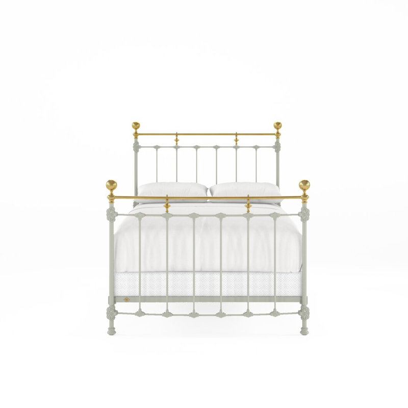 152 Excelsior Bed | Complete Arched Foot, Full / Double, Sage Green/Light Gold