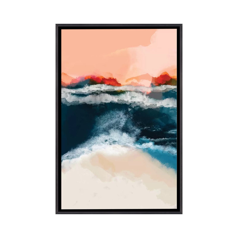 «Waterw World I» par Ana Rut Bré - impression d'art graphique, H 60 po x l 40po x P 1,5 po, Toile avec cadre noir patiné
