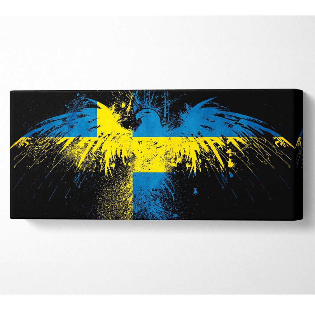 Schwedische Flagge Adler Panoramaleinwand