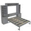 Lit escamotable double avec tablettes de rangement et tiroirs, gris-129186093