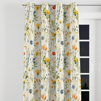Floral Curtain panels - Yellow Bonapfel Grommet Curtain - 1 Panel