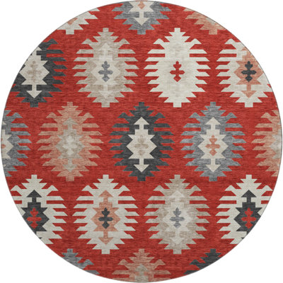 Premium Machine Washable Prisco Red Rug