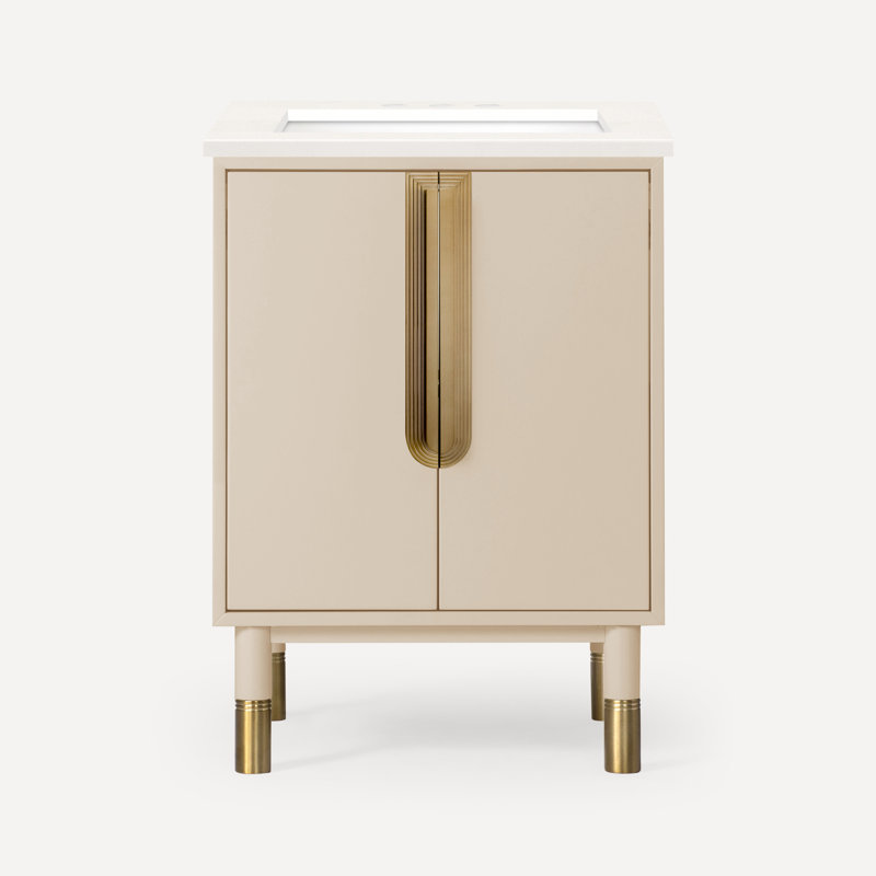 Islamorada 24" Vanity With Quartz Stone Vanity Top, Sand, Quartz White, Single-Hole