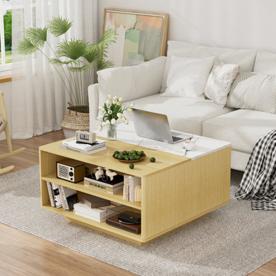 Ebern Designs 31"" W Lift Top Coffee Table,  Modern Coffee Table With Hidden Storage Space, Wood Coffee Table For Living Room, Study, Bedroom, Natural -  E7E9A222F28F413DB9CF3136F79A5001