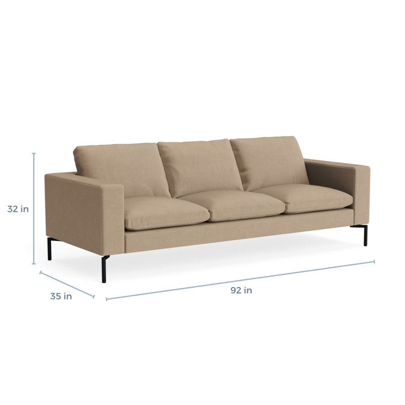 MTO - The New Standard Sofa, 32" H x 92" W x 35" D, Otter Velvet