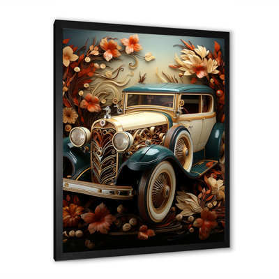 «1930 Car Vintage Car Nostalgia Collage», reproduction sur toile
