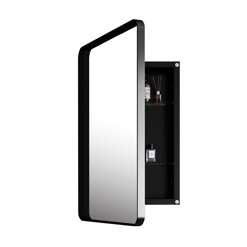 Armoire à pharmacie de salle de bain avec miroir: cadre en métal noir encastré de 20 po x 30 po, tablettes réglables - qualité, brouillard, corrosion, qualité de trait résistant