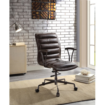 Chaise de bureau en cuir fleuri Zooey