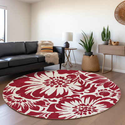 Premium Machine Washable Cerrito AMF551 Burgundy Rug