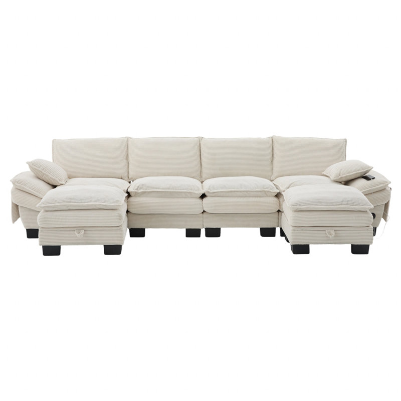 Canapé rembourré en velours côtelé Comfy, Beige