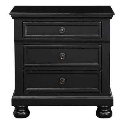Table de chevet noire avec 2 tiroirs, rangement caché, conception en pieds de chignon, plateau doublé de feutre, sans assemblage, tiroir, glissière à roulement