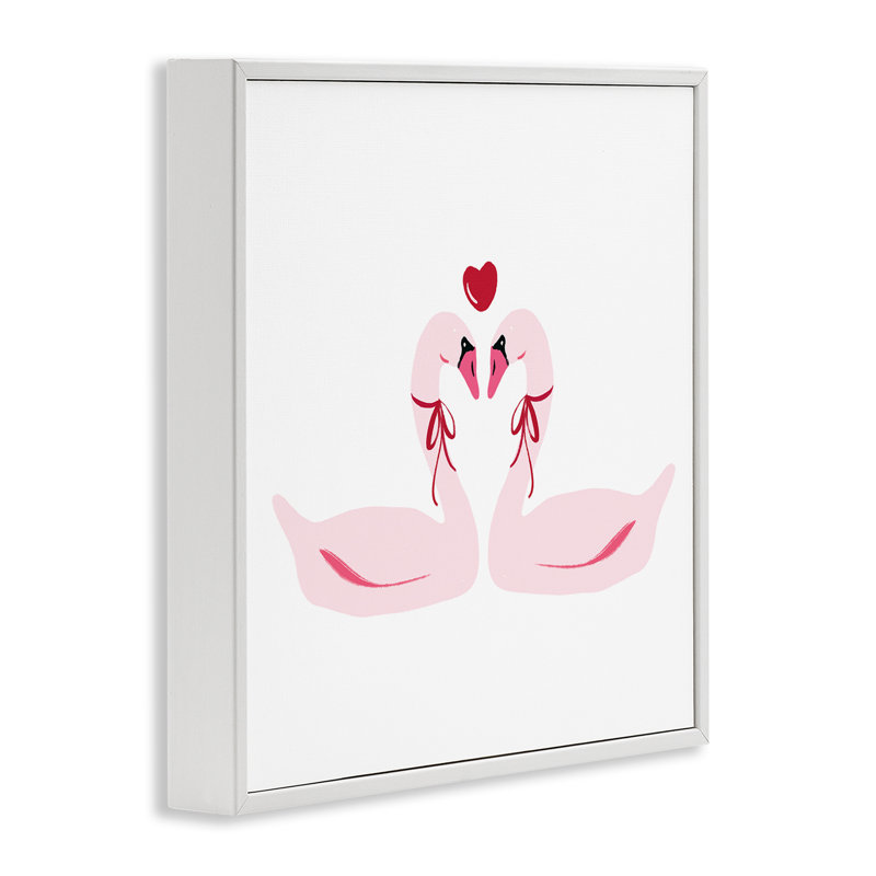 Impression romantique, cygnes d'amour encadrés, design par Lucille Price, H 12 po x l 12 po