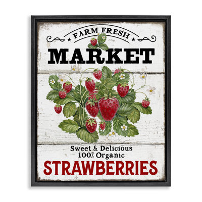  "Farm Fresh Strawberries", art mural sur toile flottante par Creatif Belle