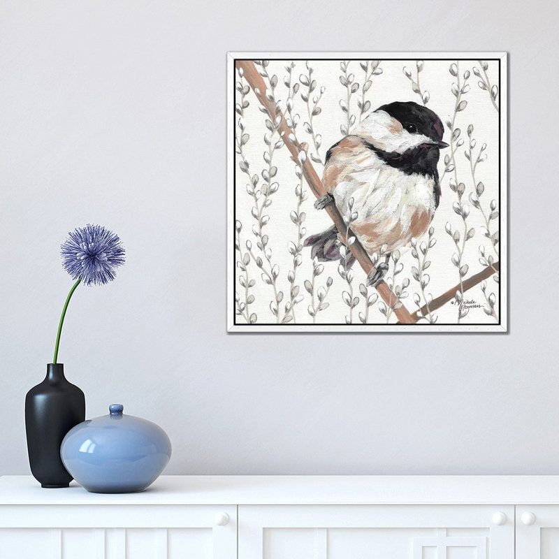 Wee Chickadee by Michele Norman - Print on Canvas, 45.72 cm H x 45.72 cm W, White Framed
