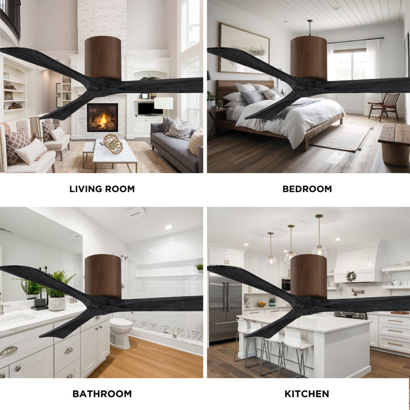 Irene Ceiling Fan, Walnut, 72", Matte Black