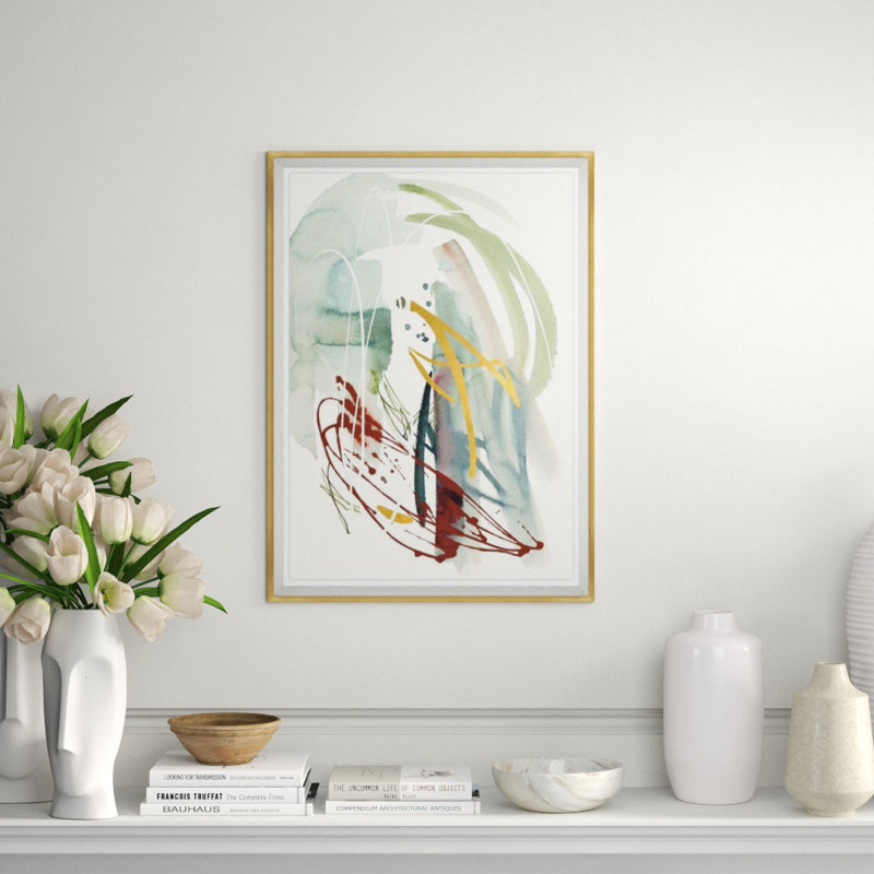 Modern Abstract II Painting by Sara Brown, Gilded Gold, 33" H x 24" W