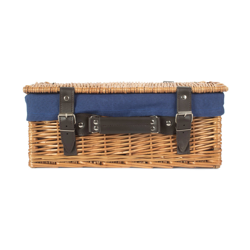 Wicker Hamper Basket with Lining, Double Steamed/Navy Blue, 15cm H x 36cm W x 26cm D