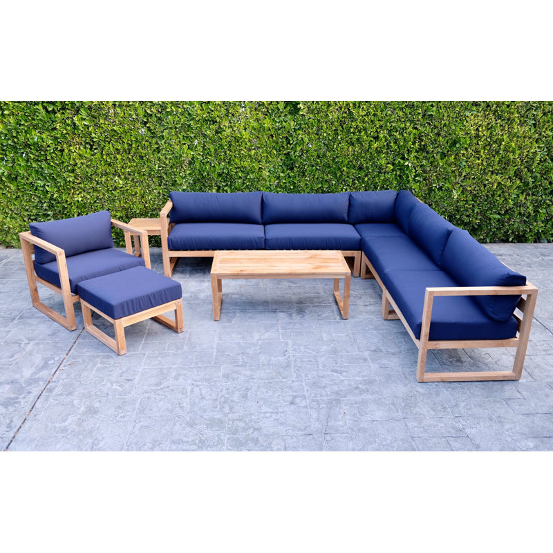 Venice Outdoor 9 - Piece Teak Conversation Set, Granite