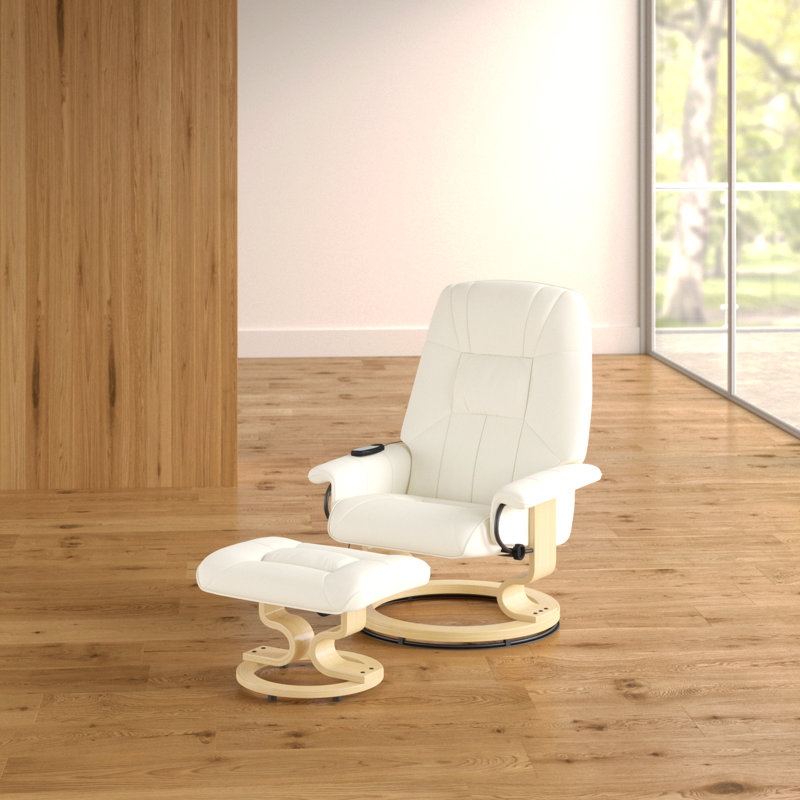 Hannah 79cm Wide Swivel Ergonomic Recliner with Massager, Cream