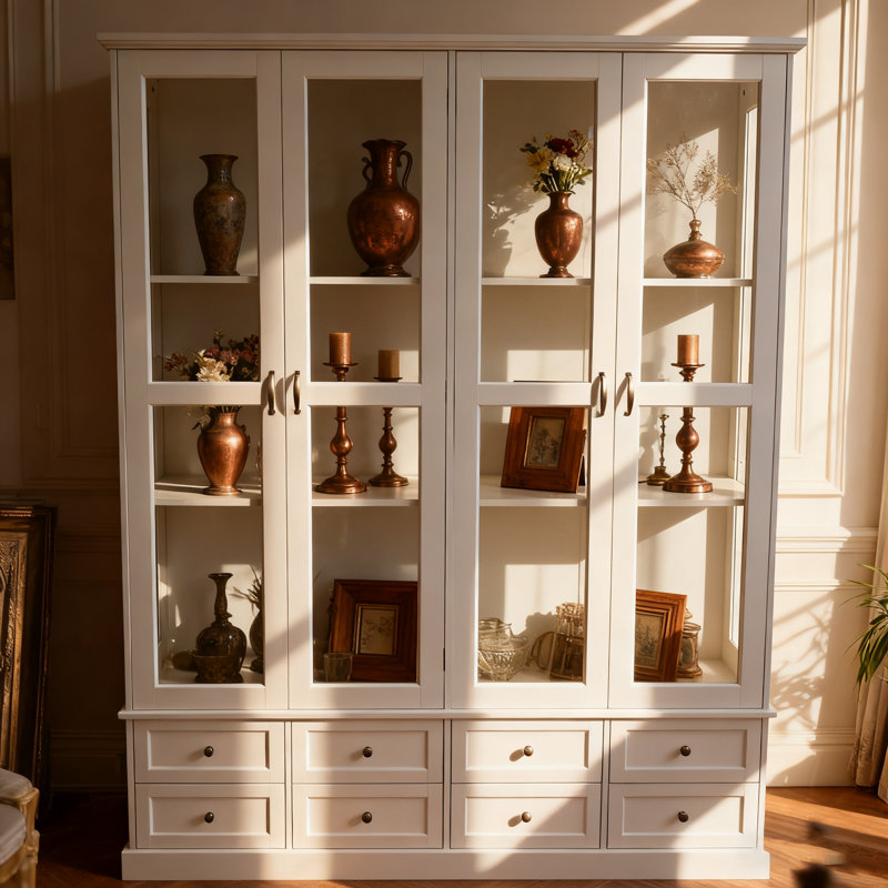 Vitrine à porte en verre 8 tiroirs avec lumières