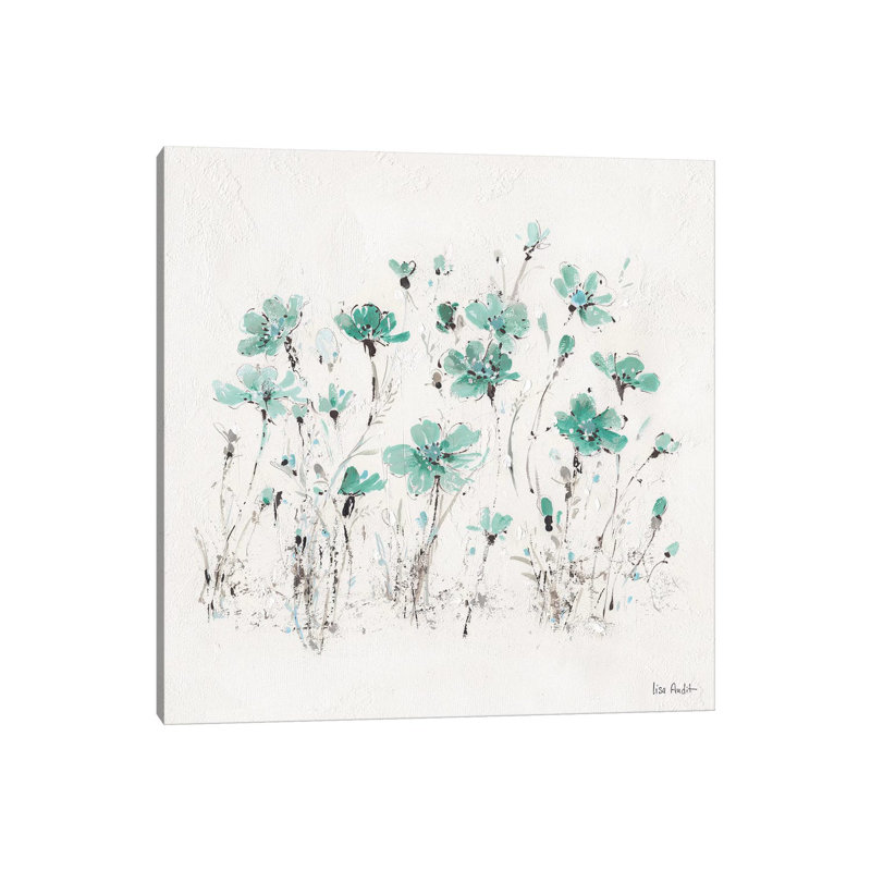 Wildflowers Turquoise III by Lisa Audit - Wrapped Canvas Painting, 66.04 cm H x 66.04 cm W x 1.91 cm D