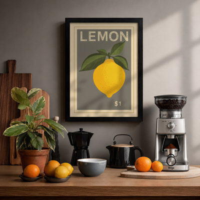 Lemon Price Label Retro - Framed Print