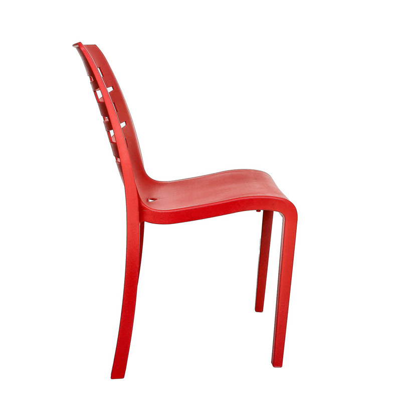 Outdoor Stacking Dining Side Chair, Red