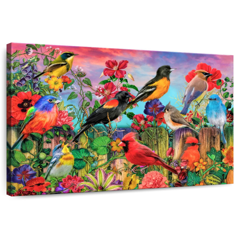 Brampt Birds And Blooms Garden I, 34" H x 51" W