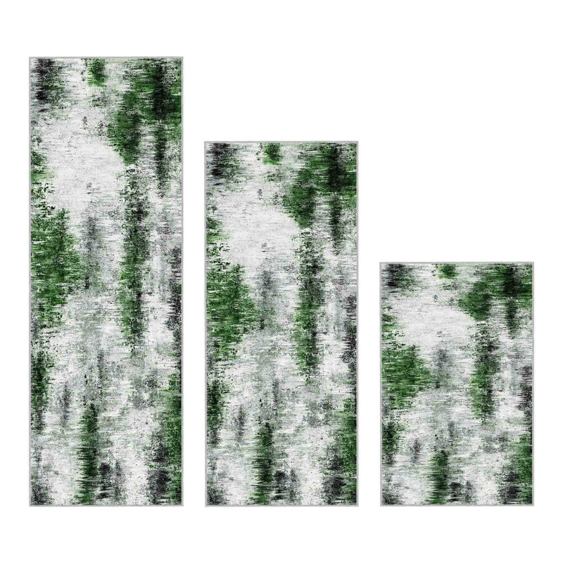 Tapis de cuisine antidérapant lavable à la machine (ensemble de 3), Vert gris