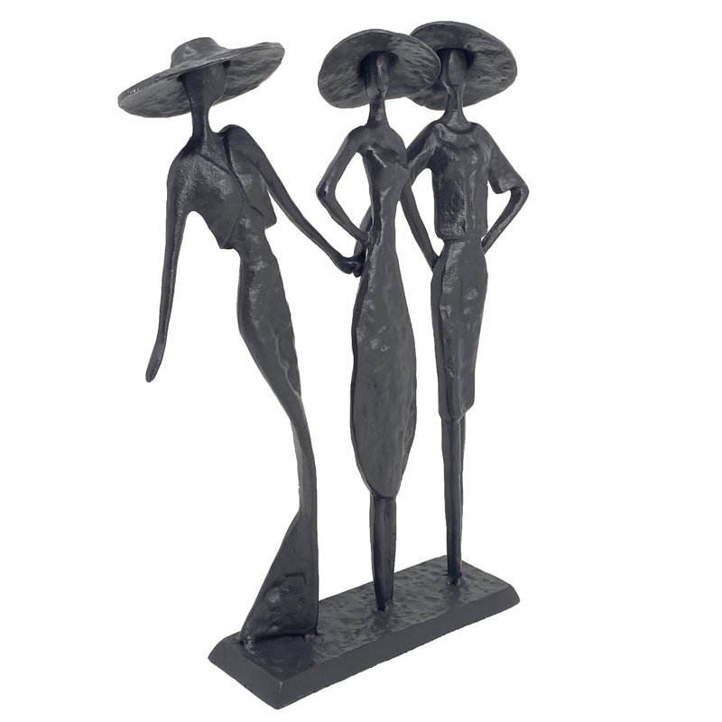 LADIES AT THE RACES Iron Figurine 27cm, Mocha