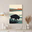 Art mural sur toile, "Bison noir" et "Troupeau d'oranges" sur fond bleu et crème-133548122
