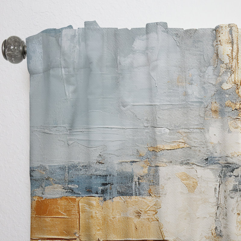 Murrin Abstract Beige Gold Road Collage - Collages Curtain - Velvet Room Darkening - 1 panel, 52" W x 90" L