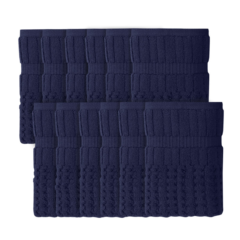 Ensemble de serviettes 12 pièces Willow - 100% coton peigné, qualité supérieure 630 g / m², bleu marine, ultra doux et très absorbant (12 serviettes à main)