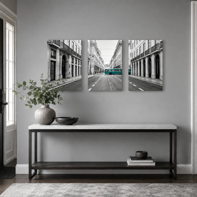 Ensemble de 3 toiles murales représentant des scènes de rue, idéales pour la décoration du salon, de la chambre et de la maison.