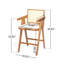 Tabouret de bar à dossier en plastique tissé crème de 27 po de hauteur - siège en tissu rembourré de mousse et structure en bois d'hévéa durable